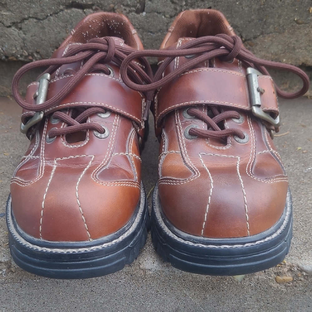 GBX Brown Leather Lace-Up & Strap Oxfords